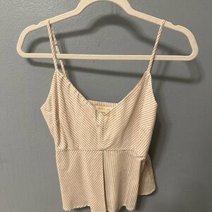 Striped Cream and White Spaghetti Strap Tank Top